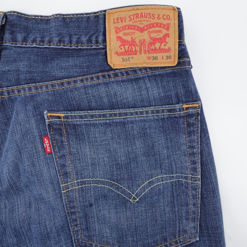 Levi's 514 Straight Fit Jeans Blue Mens 36x30 100% Cotton Denim